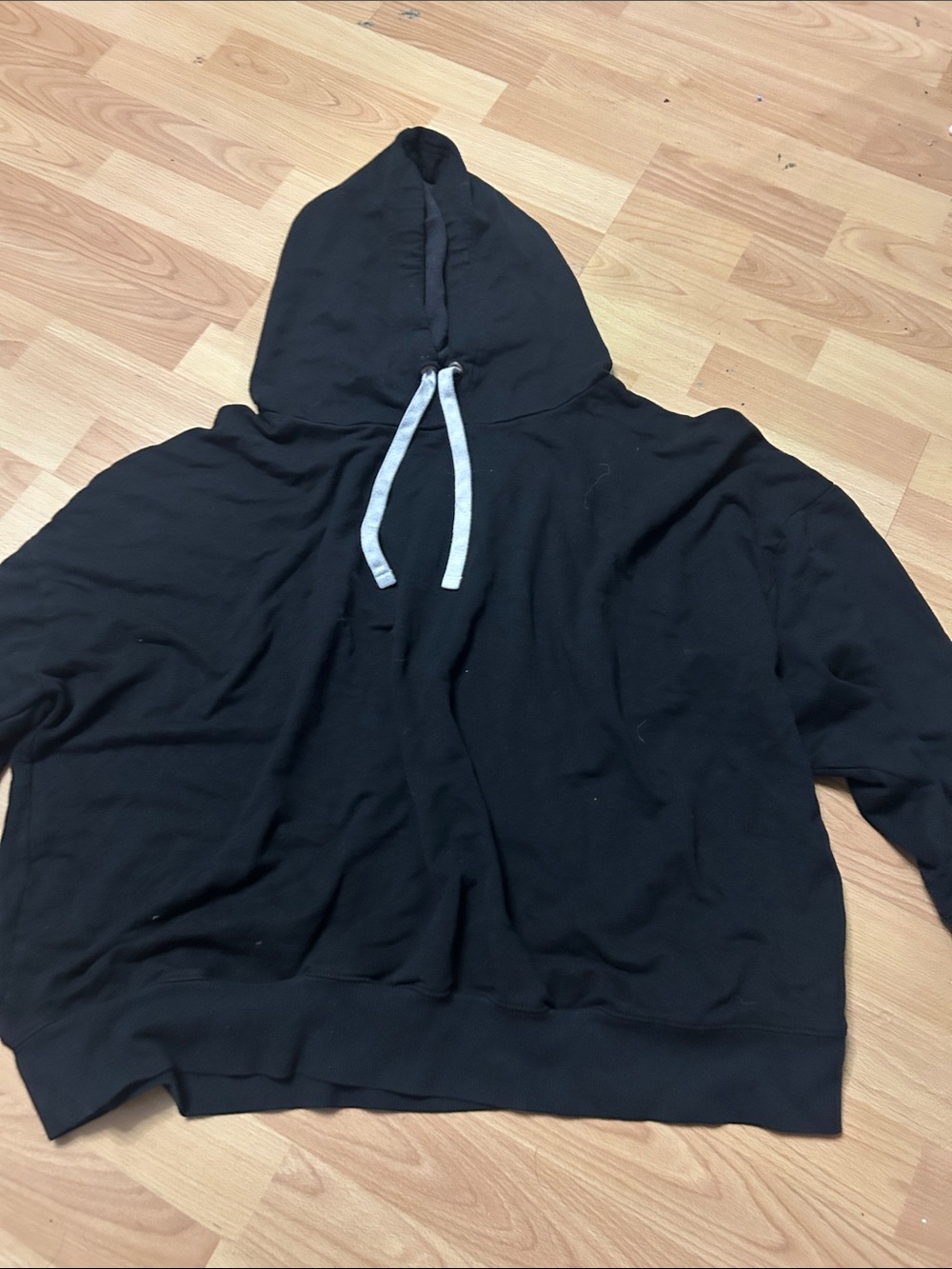 Black Hooded Pullover Sweatshirt